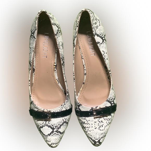 Limelight brand Black & White snake python print kitten heel pumps shoe sz 7 - Picture 3 of 11